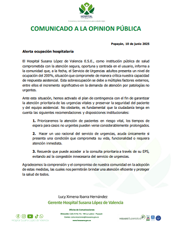 Comunicado a la opinión pública