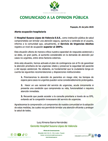 Comunicado a la opinión pública